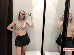 Masturbation In A Fitting Room In A Mall. I Try On Haul Transparent Clothes In Fitting Room And Mast