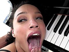 Passionate ebony feels entire white dong hammering her bum