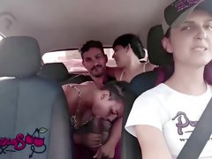 Slutty Latinas Crowded Car Sex While Driving