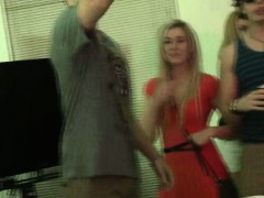 Girl gags on college cock