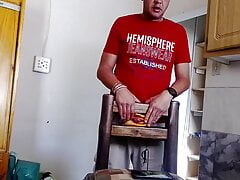 Fucking a chair with alot of lube,massive pre cum cumshot must see