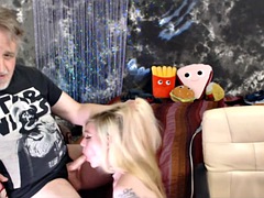 roxy gives lee a deepthroat blowjob then he cums on her tits