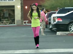 Dude films a hot ass teen walking around in high heels. HD