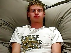 Stunning teen jerks off his thick cock