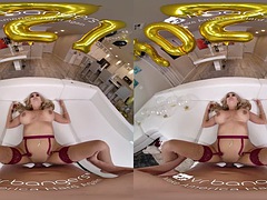 VR BANGERS Curvy blonde MILF gives a big New Years pleasure VR Porn