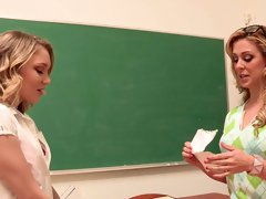 Dashing babes use the classroom table for their anal lezzie fantasy