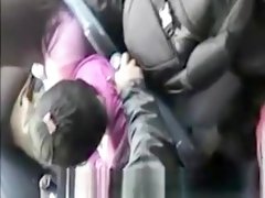 Rubbing himself in chicks ass at bus