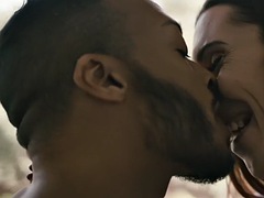 Big tit trannys ride interracial couple after sucking cock