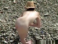 Nude wife and husband secretly filmed in beach