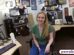 Lovely blonde railed by pervert pawn man in his office